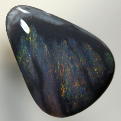 SOLID BLACK OPAL Red and copper fire moves between black opal